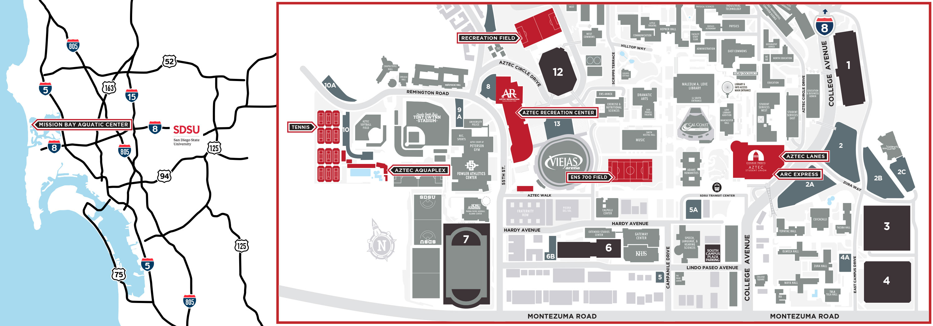 Map and Parking | Aztec Recreation | A.S. | San Diego State University