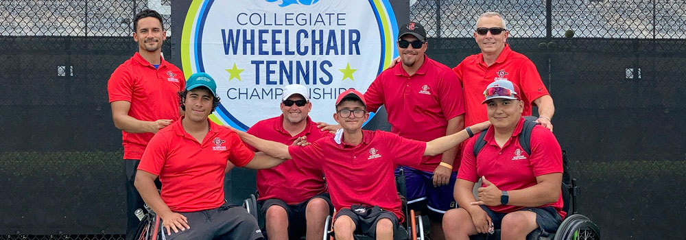 Coaches and players at Colegiate Wheelchair Tennis Championships