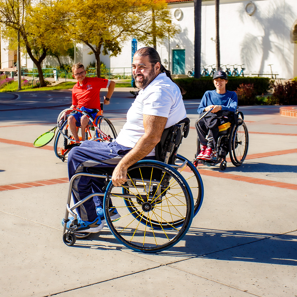 Adaptive Wheelchair Tennis Athletes participating in Adapted Athletics Field Day, 2024