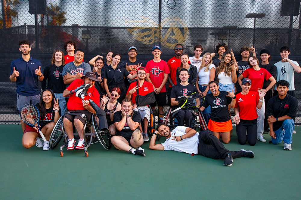 SDSU Adapted Athletics Team posing for a group photo.