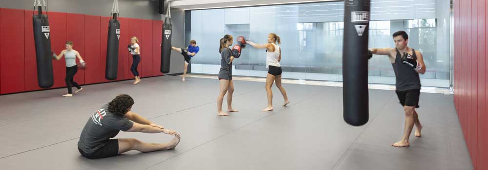 Students working out inside Mat Studio