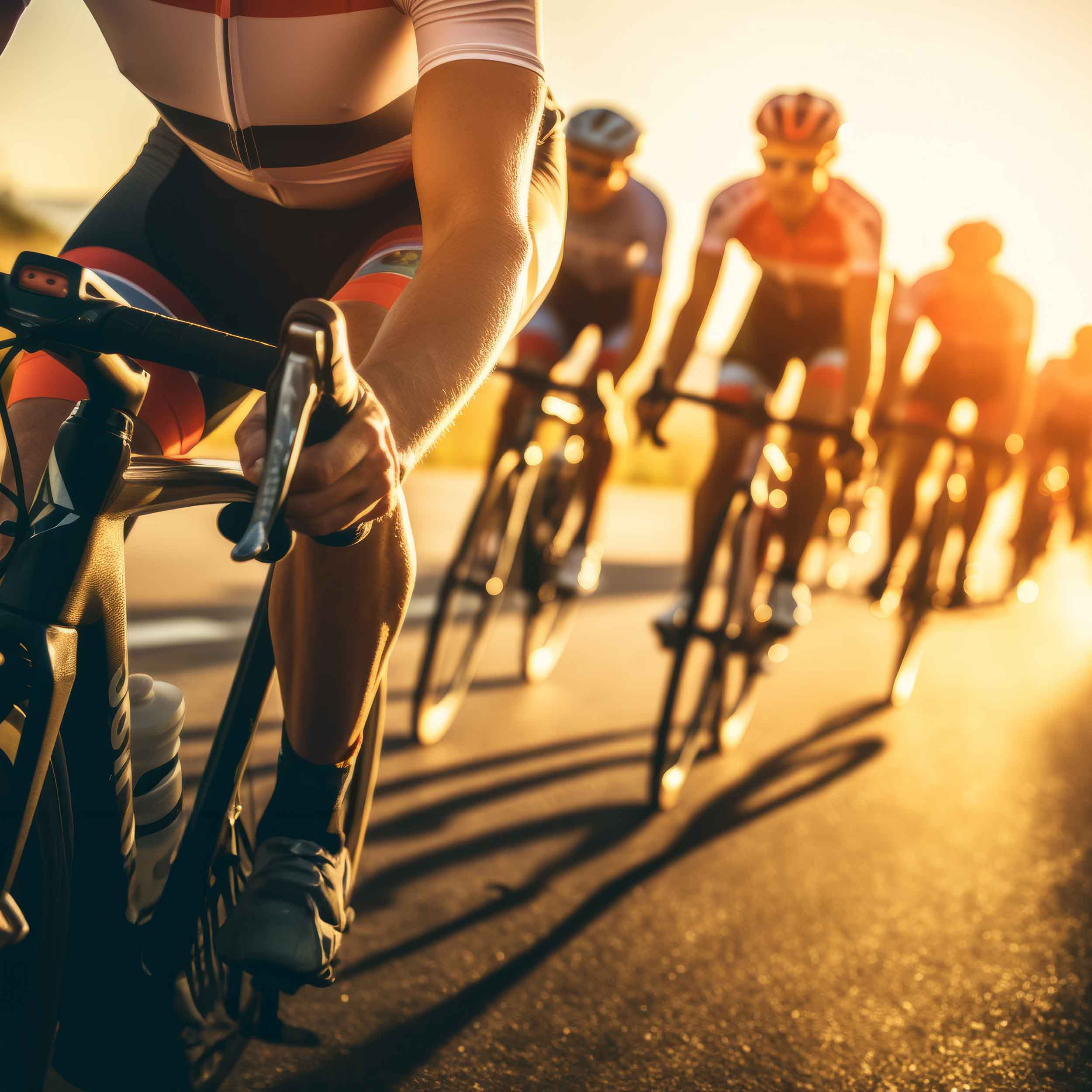 Group of cyclists cycling race on road