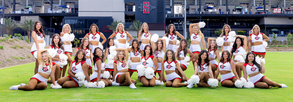 Dance Team group photo 2022-2023 in front of Snapdragon stadium