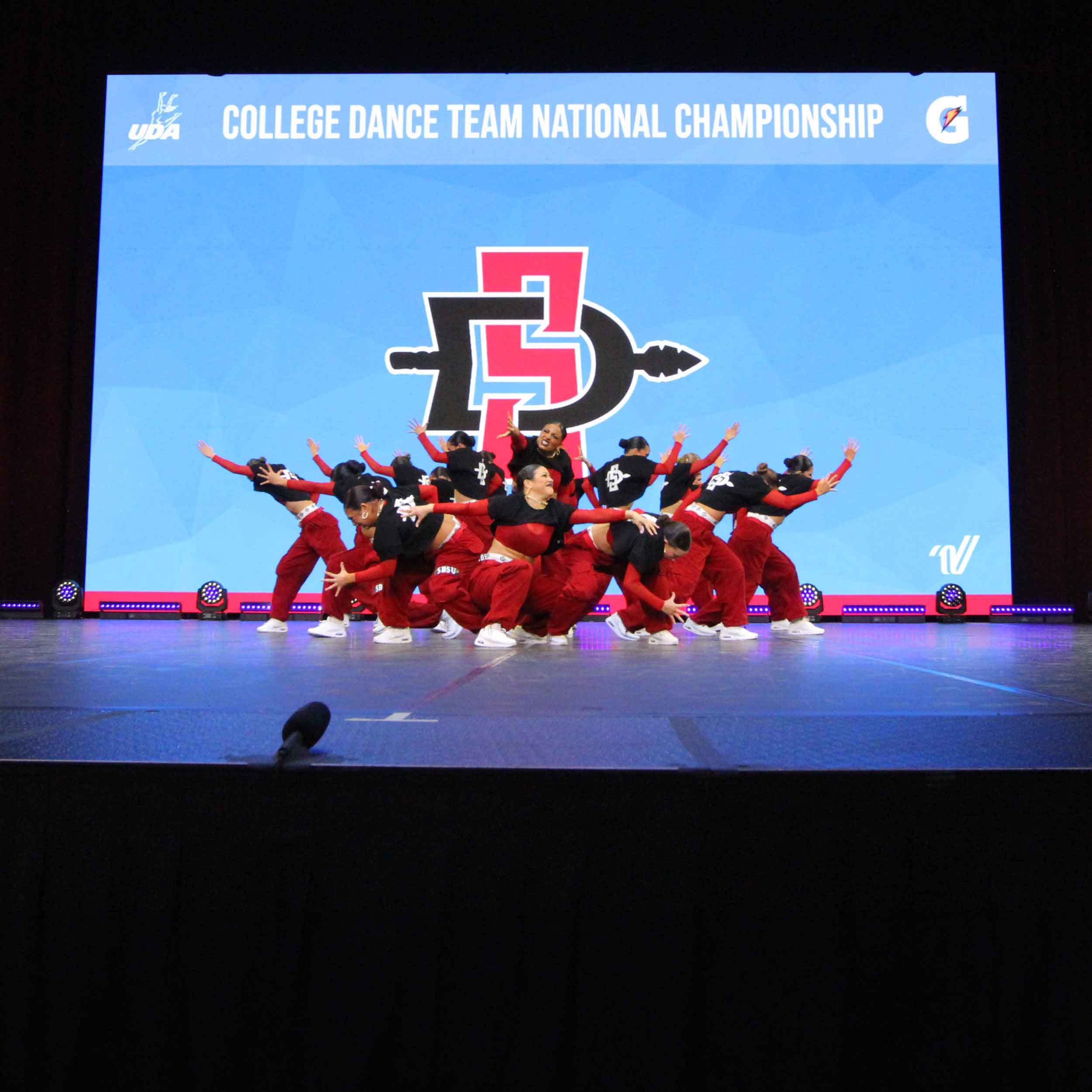 SDSU Dance Team performing on stage at College Dance Team National Championship