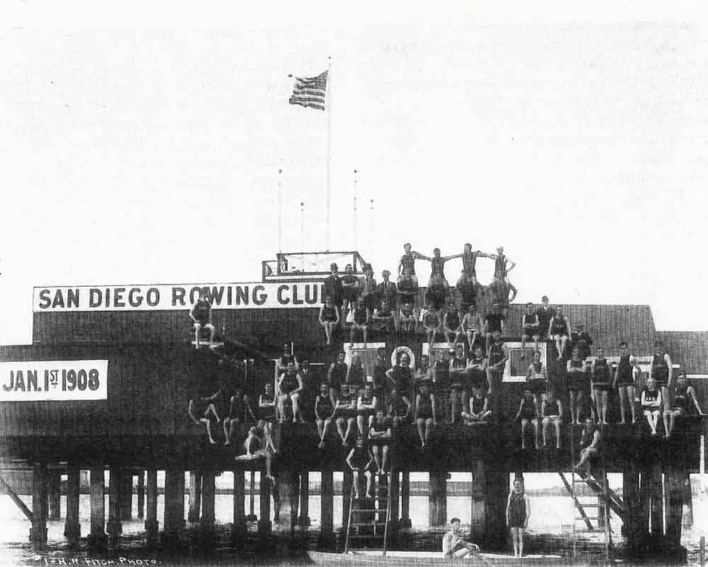 San Diego Rowing Club Jan 1sr 1908 Crew members on peer