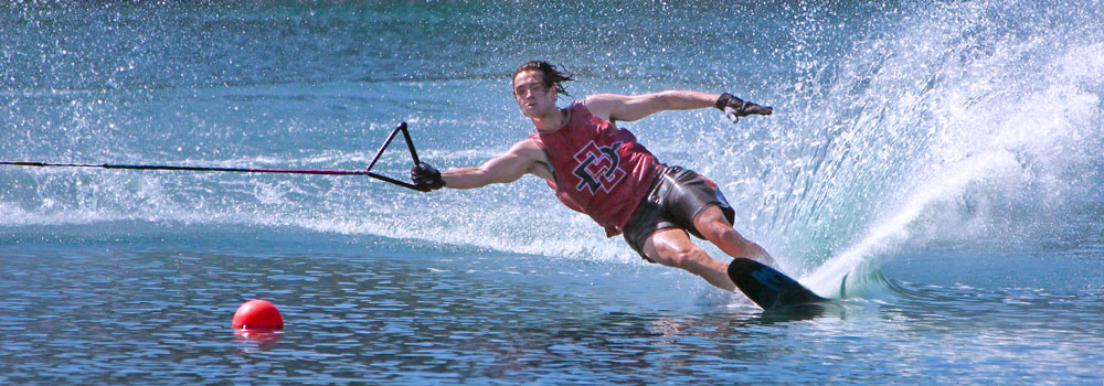 Waterski Club Team Member going around a ball