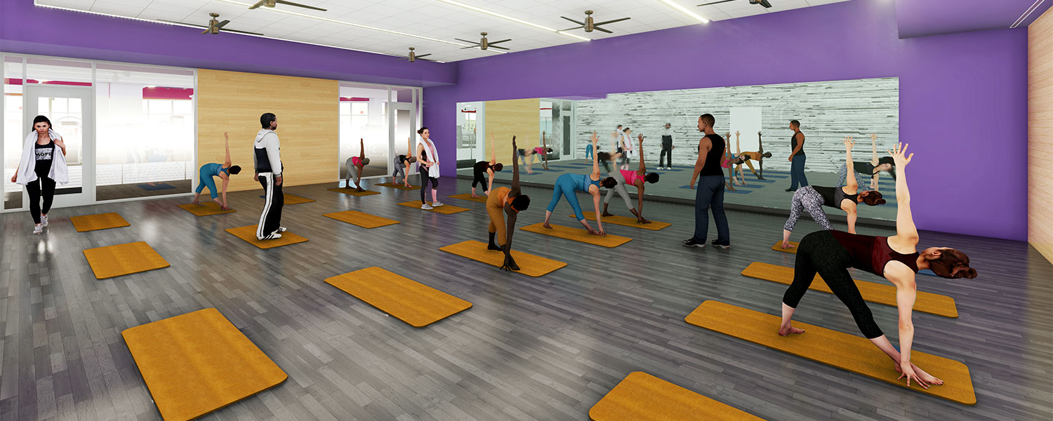 Rendering: View of the yoga studio.